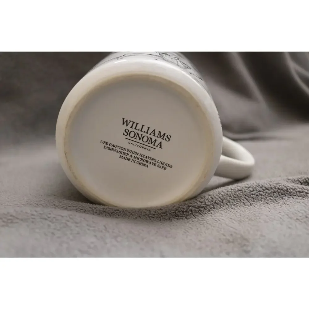 WILLIAMS SONOMA Aquarius Zodiac Coffee Mug Ceramic Water Bearer Gold Astrology